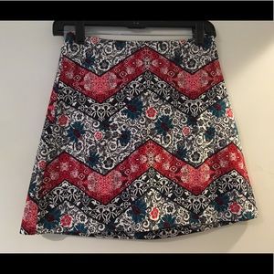Express Floral Zig Zag Print Mini Skirt